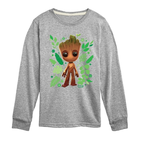 Marvel Guardians of the Galaxy - Baby Groot Leaf - Toddler And Youth Long Sleeve Graphic T-Shirt