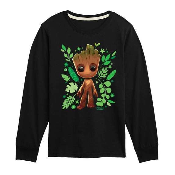 Marvel Guardians of the Galaxy - Baby Groot Leaf - Toddler And Youth Long Sleeve Graphic T-Shirt