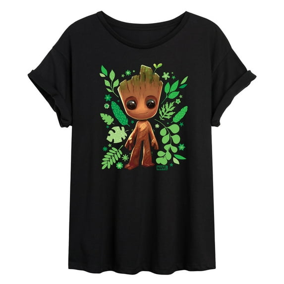 Marvel Guardians of the Galaxy - Baby Groot Leaf - Women's Oversized Graphic T-Shirt