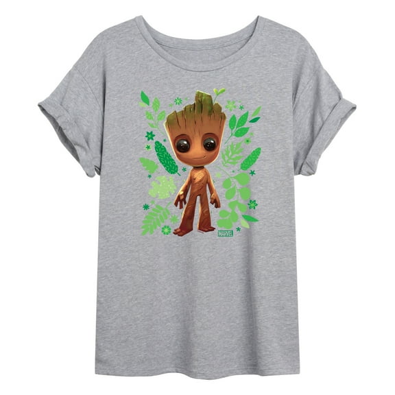 Marvel Guardians of the Galaxy - Baby Groot Leaf - Women's Oversized Graphic T-Shirt