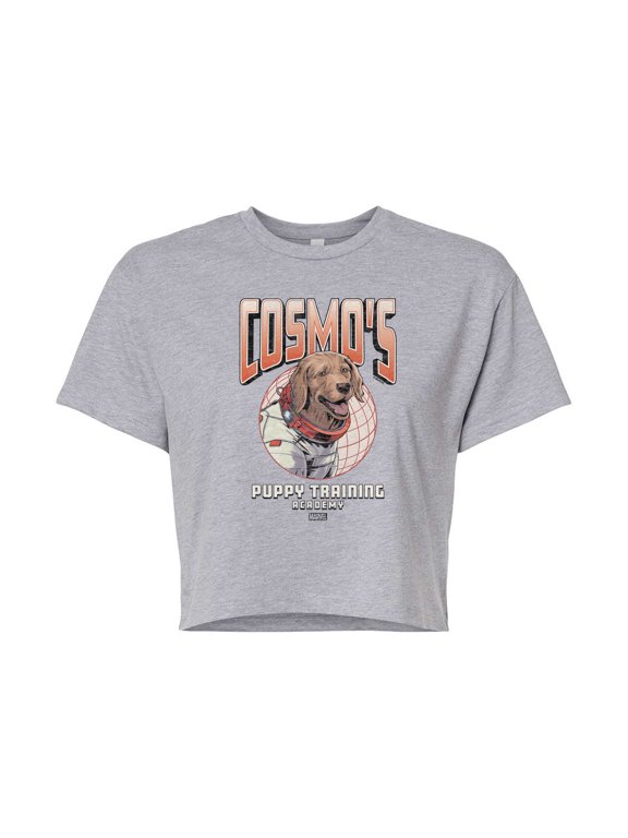 Guardians of the Galaxy - Cosmos Puppy Training - Juniors Cropped Graphic T-Shirt