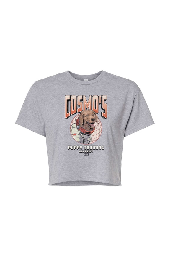 Guardians of the Galaxy - Cosmos Puppy Training - Juniors Cropped Graphic T-Shirt