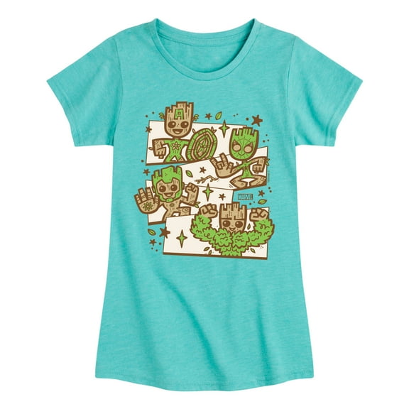 Marvel Guardians of the Galaxy - Groot Characters - Toddler And Youth Girls Fitted Short Sleeve Graphic T-Shirt