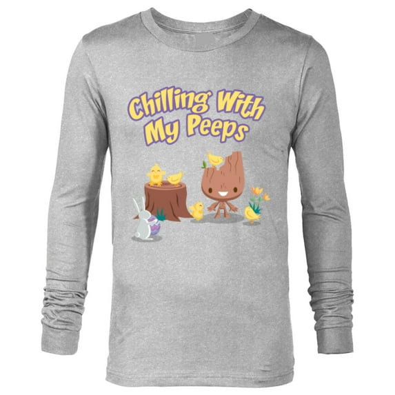 Marvel Guardians of the Galaxy Groot Chilling with My Peeps - Long Sleeve T-Shirt for Men - Customized-Athletic Heather