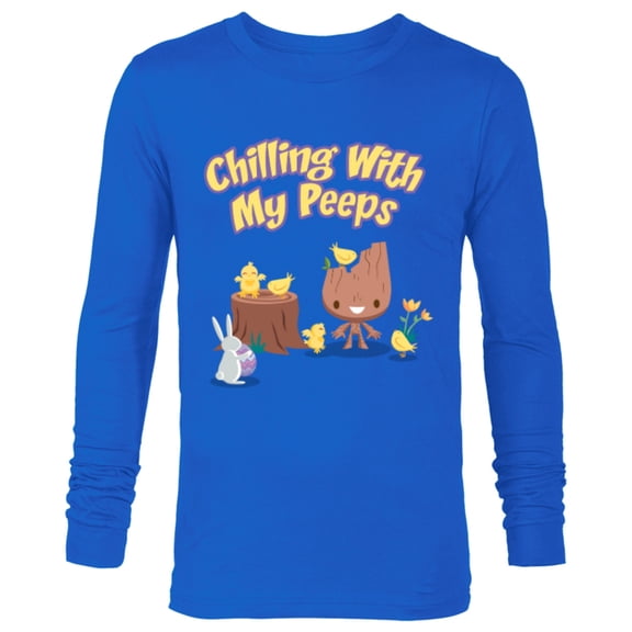 Marvel Guardians of the Galaxy Groot Chilling with My Peeps - Long Sleeve T-Shirt for Men - Customized-Navy