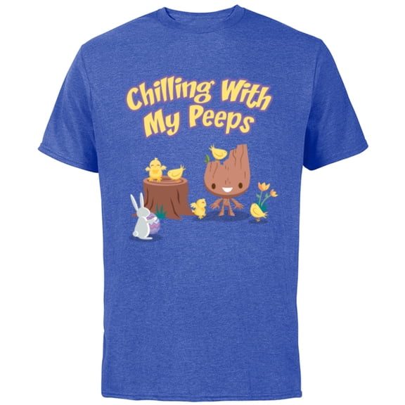Marvel Guardians of the Galaxy Groot Chilling with My Peeps - Short Sleeve Cotton T-Shirt for Adults - Customized-Royal Heather