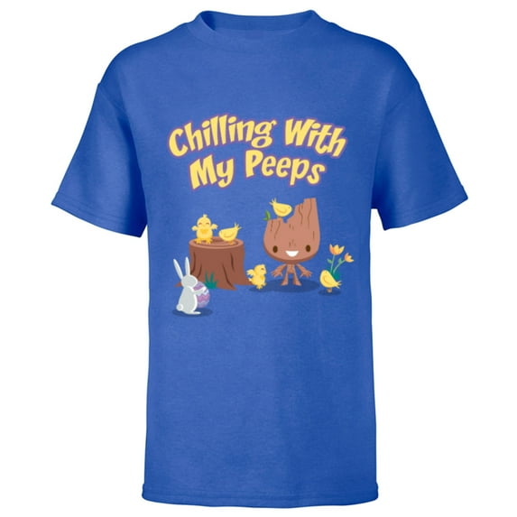 Marvel Guardians of the Galaxy Groot Chilling with My Peeps - Short Sleeve T-Shirt for Kids - Customized-Royal