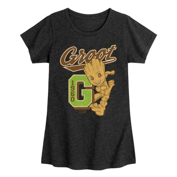 Marvel Guardians of the Galaxy - Groot Collegiate - Toddler And Youth Girls Fitted Short Sleeve Graphic T-Shirt