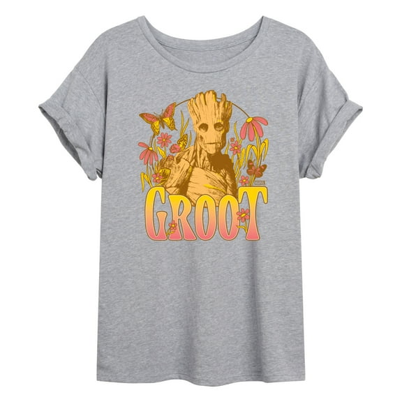 Marvel Guardians of the Galaxy - Groot Florals - Women's Oversized Graphic T-Shirt