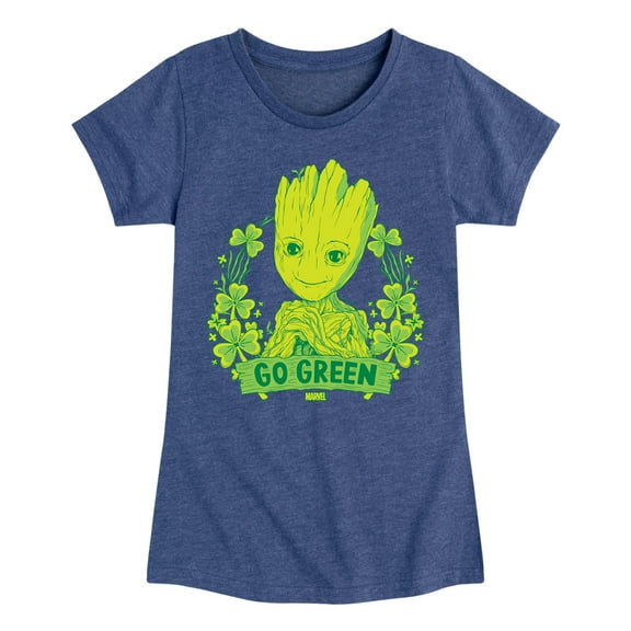 Marvel Guardians of the Galaxy - Groot Go Green St. Patrick's Day - Toddler And Youth Girls Fitted Short Sleeve Graphic T-Shirt