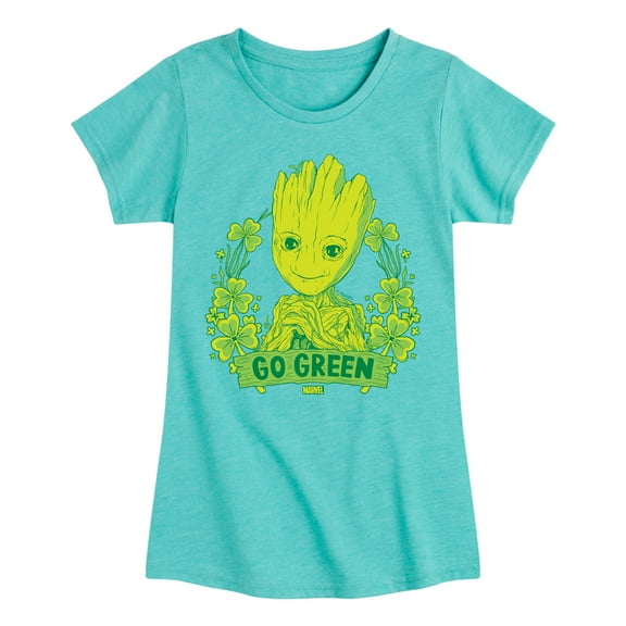 Marvel Guardians of the Galaxy - Groot Go Green St. Patrick's Day - Toddler And Youth Girls Fitted Short Sleeve Graphic T-Shirt