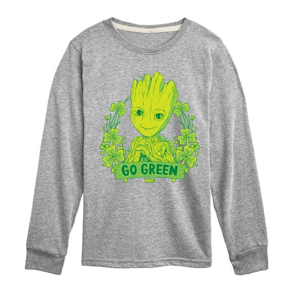 Marvel Guardians of the Galaxy - Groot Go Green St. Patrick's Day - Toddler And Youth Long Sleeve Graphic T-Shirt