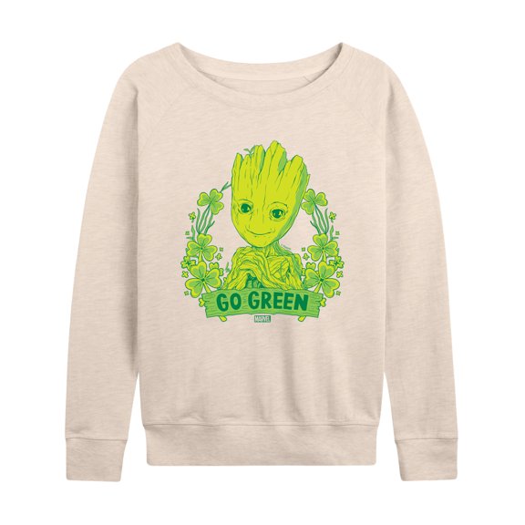 Marvel Guardians of the Galaxy - Groot Go Green St. Patrick's Day - Women's French Terry Pullover Sweatshirt