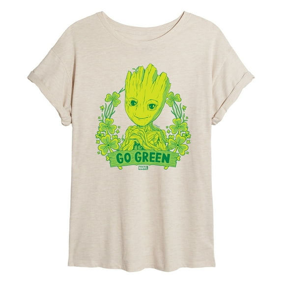 Marvel Guardians of the Galaxy - Groot Go Green St. Patrick's Day - Women's Oversized Graphic T-Shirt