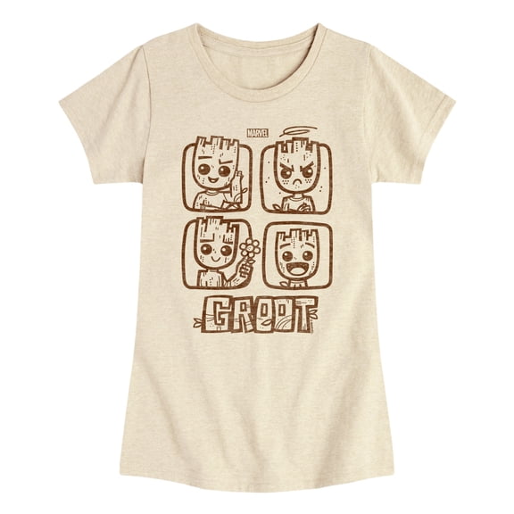 Marvel Guardians of the Galaxy - Groot Grid - Toddler And Youth Girls Fitted Short Sleeve Graphic T-Shirt