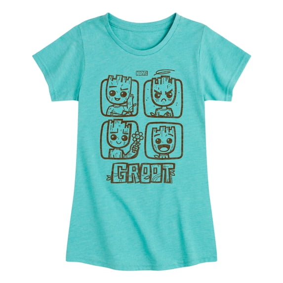 Marvel Guardians of the Galaxy - Groot Grid - Toddler And Youth Girls Fitted Short Sleeve Graphic T-Shirt