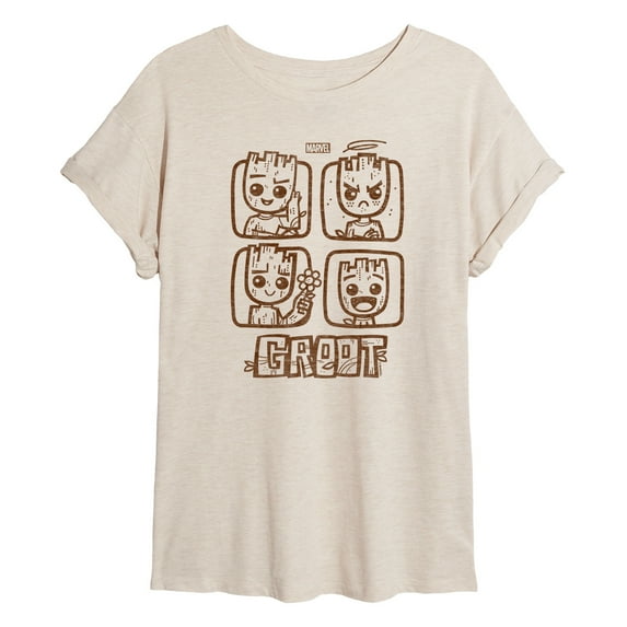 Marvel Guardians of the Galaxy - Groot Grid - Women's Oversized Graphic T-Shirt