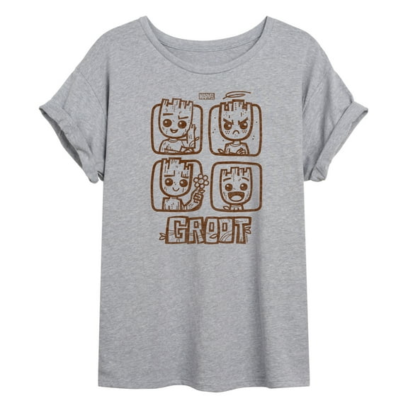 Marvel Guardians of the Galaxy - Groot Grid - Women's Oversized Graphic T-Shirt