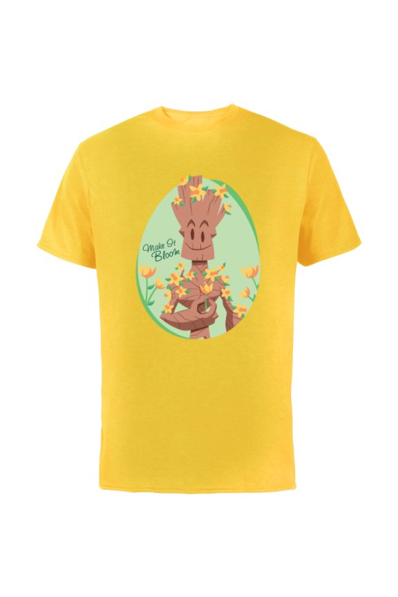 Guardians of the Galaxy Groot Make it Bloom Spring - Short Sleeve Cotton T-Shirt for Adults - Customized-Yellow