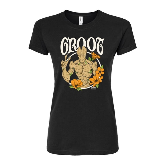 Marvel Guardians of the Galaxy - Groot Peace Flowers - Juniors Fitted Graphic T-Shirt