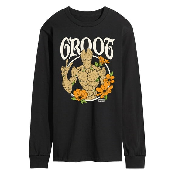 Marvel Guardians of the Galaxy - Groot Peace Flowers - Men's Long Sleeve Graphic T-Shirt