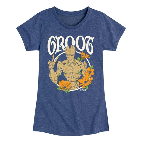 Marvel Guardians of the Galaxy - Groot Peace Flowers - Toddler And Youth Girls Fitted Short Sleeve Graphic T-Shirt