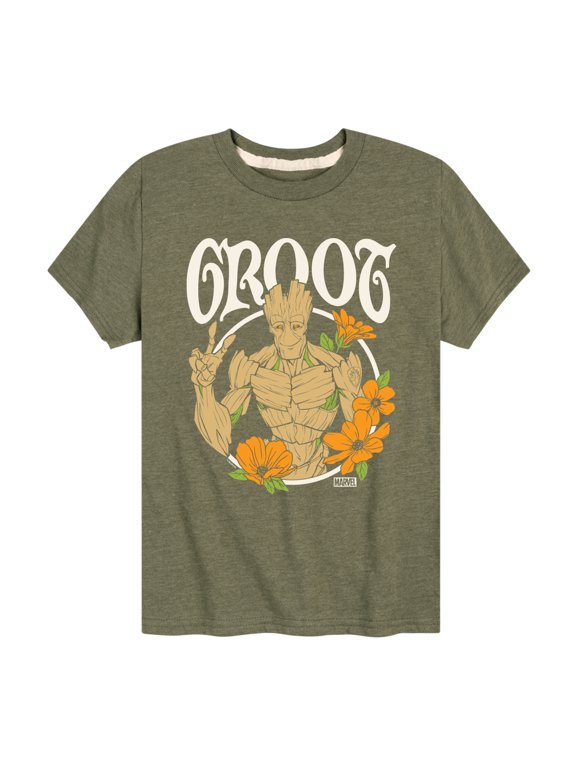 - Guardians of the Galaxy Groot Peace Flowers Boys' Short Sleeve Graphic T-Shirt