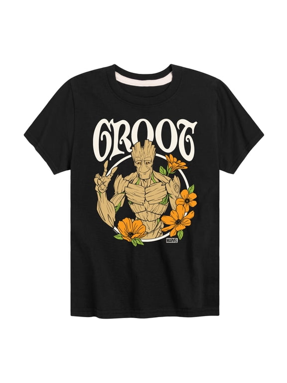 - Guardians of the Galaxy Groot Peace Flowers Boys' Short Sleeve Graphic T-Shirt