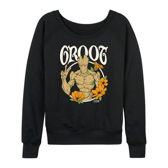 Marvel Guardians of the Galaxy - Groot Peace Flowers - Women's French Terry Pullover Sweatshirt