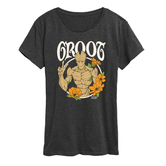 Marvel - Guardians of the Galaxy Groot Peace Flowers Women's Short Sleeve Graphic T-Shirt