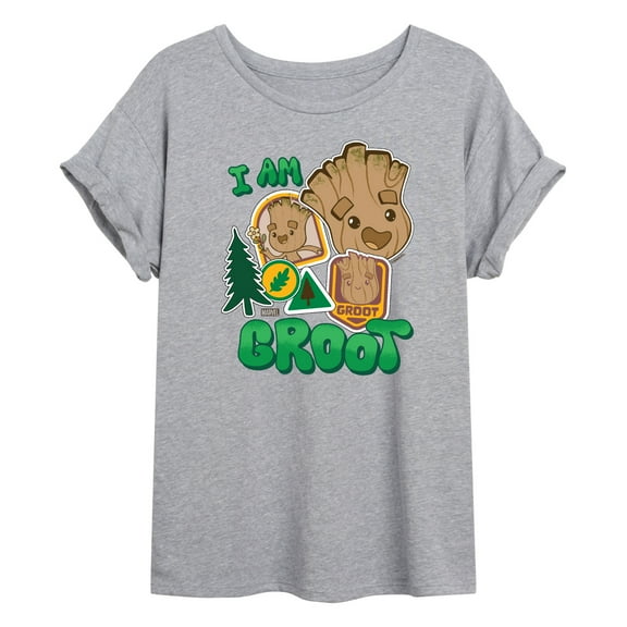 Marvel Guardians of the Galaxy - Groot Sticker -Maternity Scoop Neck Graphic T-Shirt