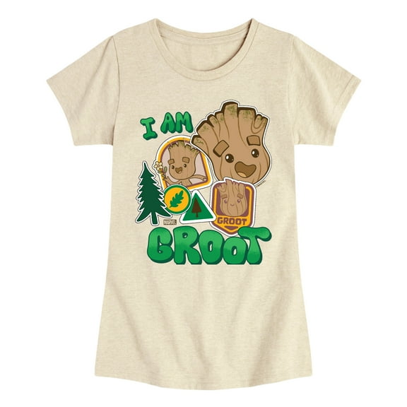 Marvel Guardians of the Galaxy - Groot Sticker - Toddler And Youth Girls Fitted Short Sleeve Graphic T-Shirt