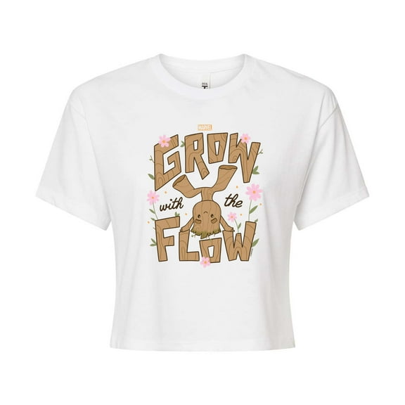 Marvel Guardians of the Galaxy - Grow With The Flow - Juniors Cropped Graphic T-Shirt
