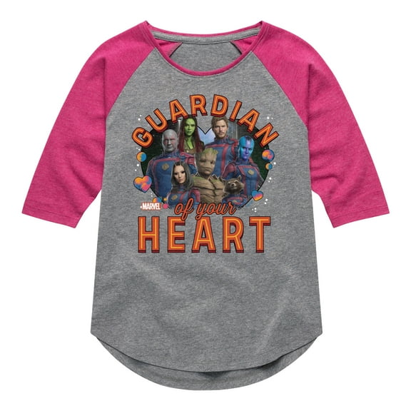 Marvel Guardians of the Galaxy - Guardian Of Your Heart Valentine - Toddler And Youth Girls Shirt Tail Raglan