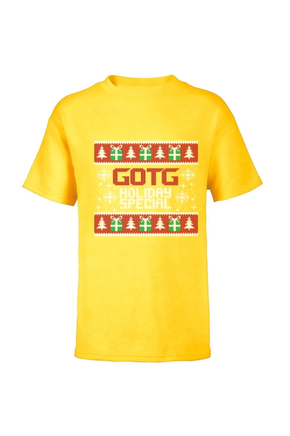 Guardians of the Galaxy: Holiday Special Ugly Sweater - Short Sleeve T-Shirt for Kids - Customized-Yellow