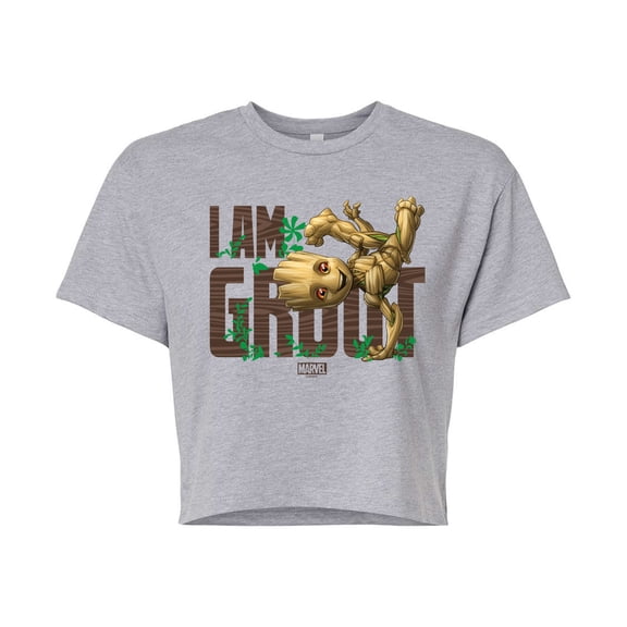 Marvel Guardians of the Galaxy - I Am Groot - Juniors Cropped Graphic T-Shirt