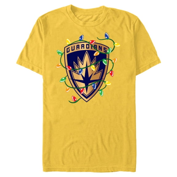 Marvel Guardians of the Galaxy Logo Holiday Christmas Lights - Short Sleeve Blended T-Shirt for Adults - Customized-Yellow