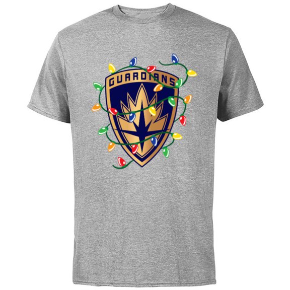 Marvel Guardians of the Galaxy Logo Holiday Christmas Lights - Short Sleeve Cotton T-Shirt for Adults - Customized-Athletic Heather
