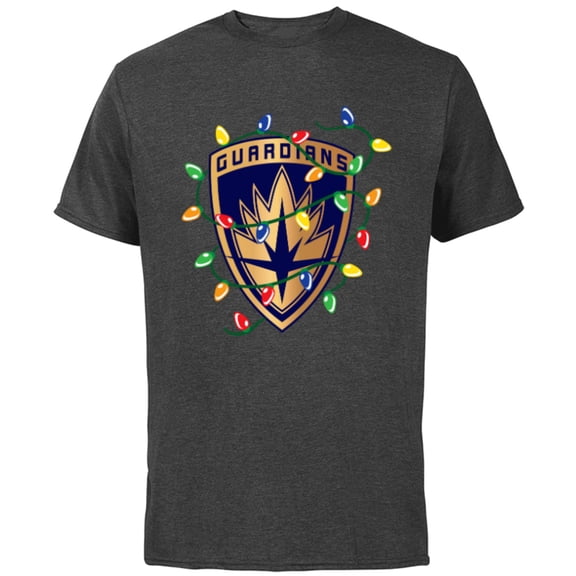 Marvel Guardians of the Galaxy Logo Holiday Christmas Lights - Short Sleeve Cotton T-Shirt for Adults - Customized-Charcoal