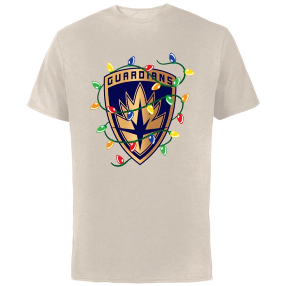 Marvel Guardians of the Galaxy Logo Holiday Christmas Lights - Short Sleeve Cotton T-Shirt for Adults - Customized-Natural