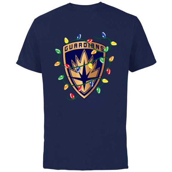 Marvel Guardians of the Galaxy Logo Holiday Christmas Lights - Short Sleeve Cotton T-Shirt for Adults - Customized-Navy