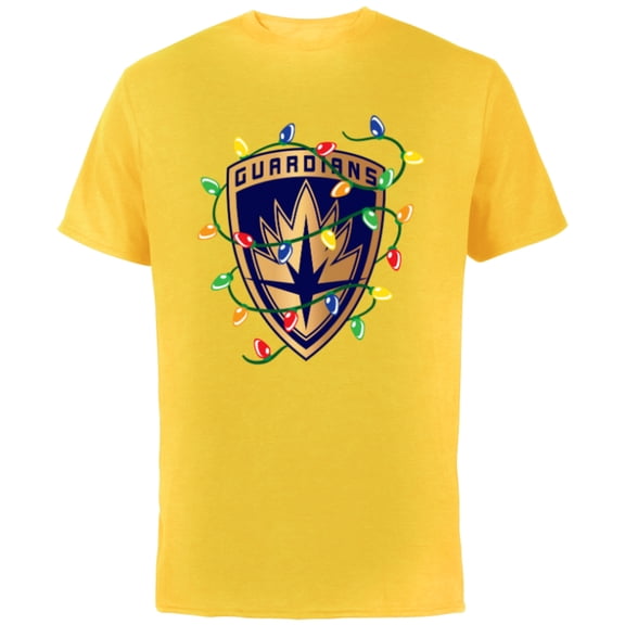 Marvel Guardians of the Galaxy Logo Holiday Christmas Lights - Short Sleeve Cotton T-Shirt for Adults - Customized-Yellow