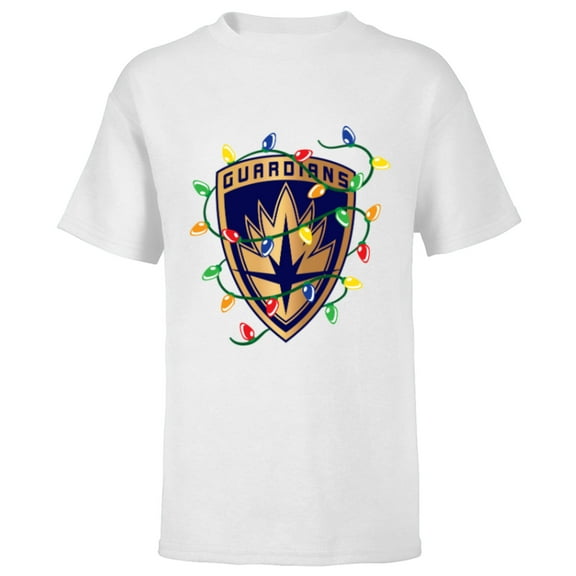 Marvel Guardians of the Galaxy Logo Holiday Christmas Lights - Short Sleeve T-Shirt for Kids - Customized-White