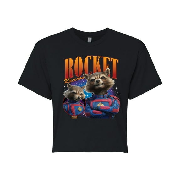 Marvel Guardians of the Galaxy - Rocket Raccoon - Juniors Cropped Graphic T-Shirt