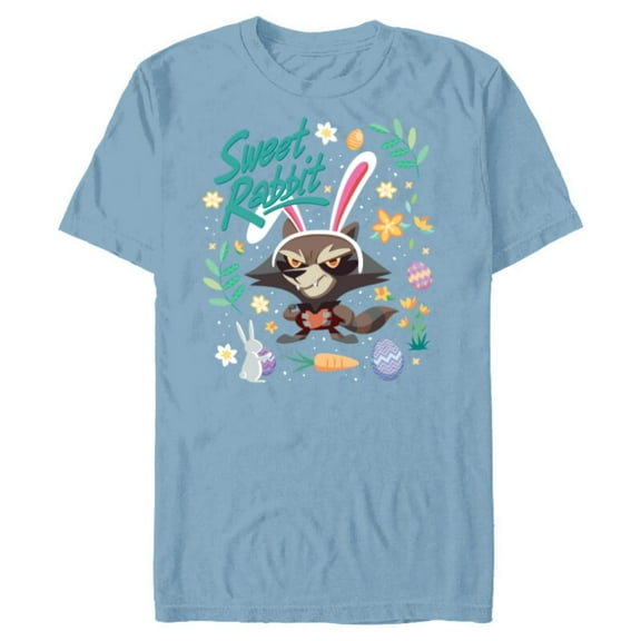 Marvel Guardians of the Galaxy Rocket Sweet Rabbit Easter - Short Sleeve Blended T-Shirt for Adults - Customized-Ocean Blue