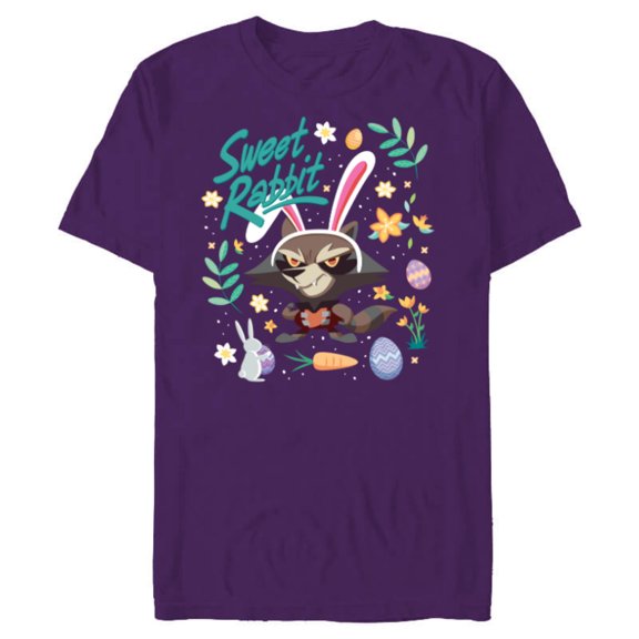 Marvel Guardians of the Galaxy Rocket Sweet Rabbit Easter - Short Sleeve Blended T-Shirt for Adults - Customized-Purple