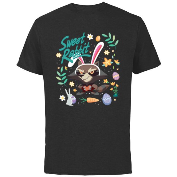 Marvel Guardians of the Galaxy Rocket Sweet Rabbit Easter - Short Sleeve Cotton T-Shirt for Adults - Customized-Black