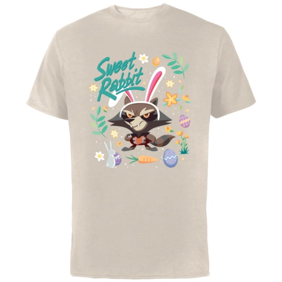 Marvel Guardians of the Galaxy Rocket Sweet Rabbit Easter - Short Sleeve Cotton T-Shirt for Adults - Customized-Natural