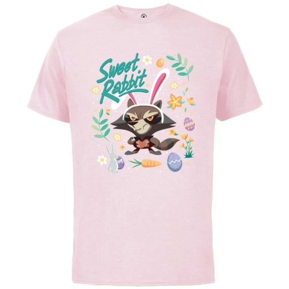 Marvel Guardians of the Galaxy Rocket Sweet Rabbit Easter - Short Sleeve Cotton T-Shirt for Adults - Customized-Soft Pink