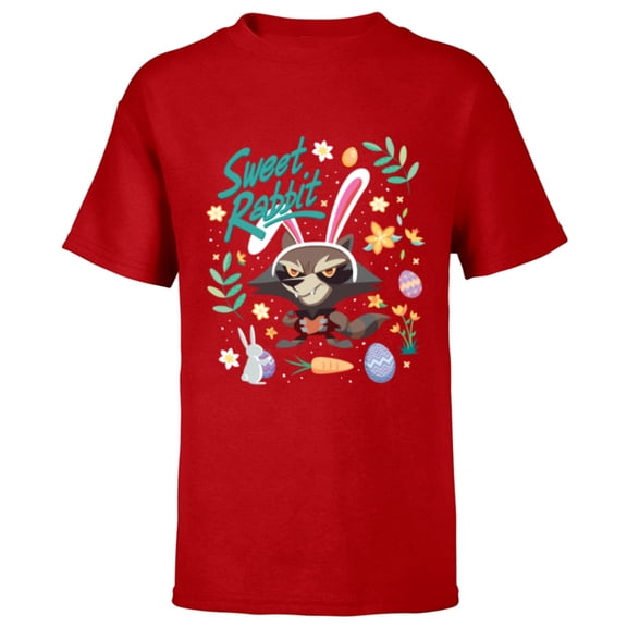 Marvel Guardians of the Galaxy Rocket Sweet Rabbit Easter - Short Sleeve T-Shirt for Kids - Customized-Red